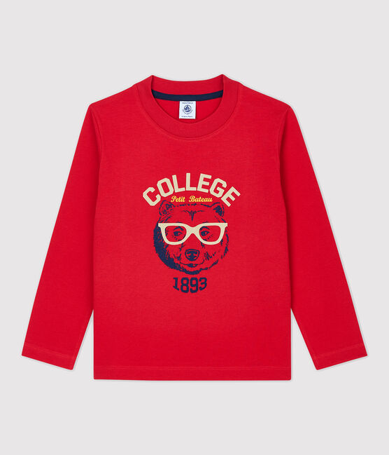 Camiseta de manga larga de algodón de niño rojo TERKUIT