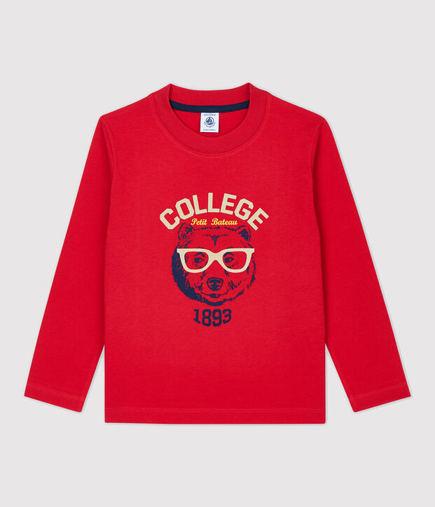 Camiseta de manga larga de algod&oacute;n de ni&ntilde;o rojo