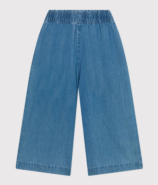 Pantalón ancho de tejido vaquero ligero para niña azul DENIM CLAIR