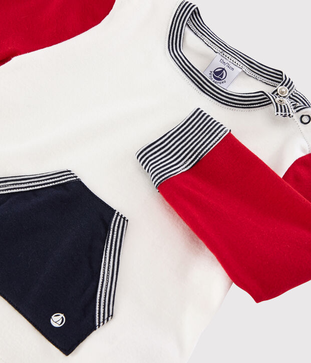 Camiseta color block para beb&eacute; ni&ntilde;o blanco/rojo