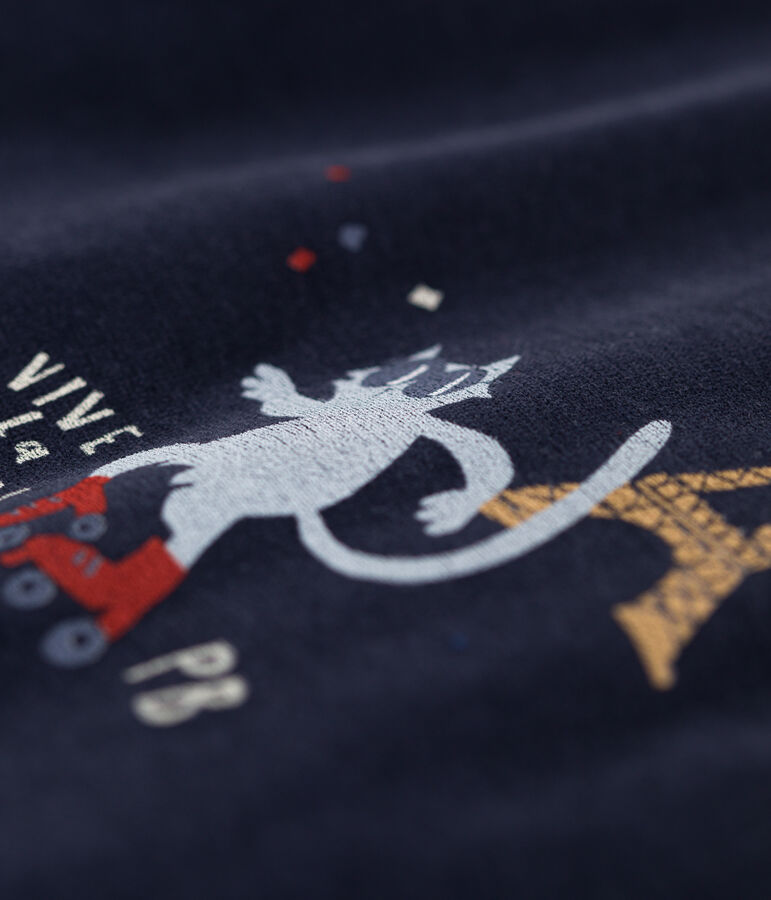 Pelele de terciopelo con motivo de Par&iacute;s para beb&eacute; azul