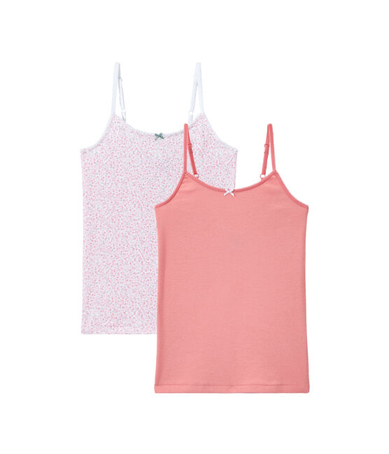 Lote de 2 camisetas de tirante fino para niña blanco LOT