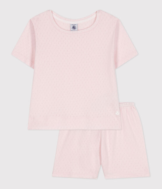 Pijama corto infantil de algodón rosa FLEUR