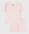 Pijama corto infantil de algodón rosa FLEUR