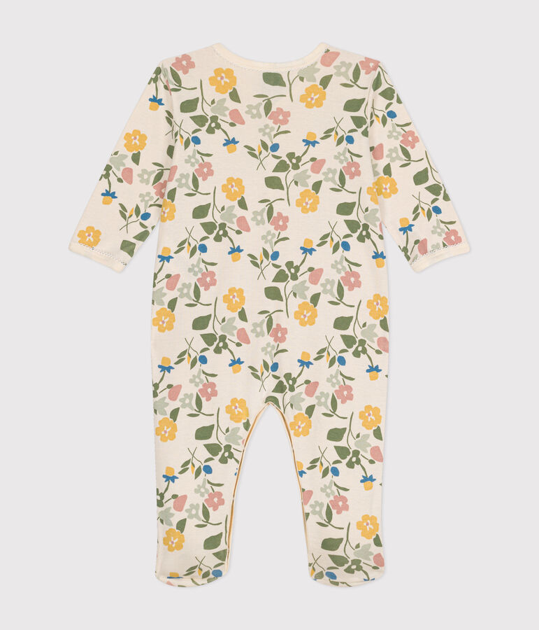 Pijama de algod&oacute;n con estampado de flores para beb&eacute; crudo/multicolor