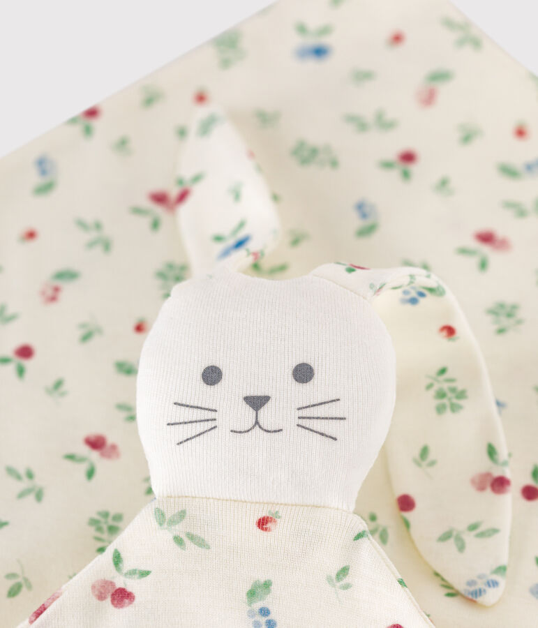 Doudou de algod&oacute;n estampado para beb&eacute; blanco/multicolor