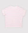 Camiseta de algodón/lino de rayas de mujer blanco MARSHMALLOW/rosa BOHEME