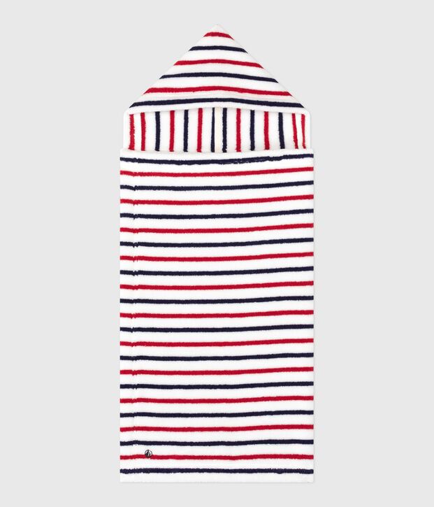 Capa de ba&ntilde;o de rizo a rayas para beb&eacute; blanco/multicolor