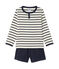 Pijama de 3 prendas para niño beige COQUILLE/azul SMOKING