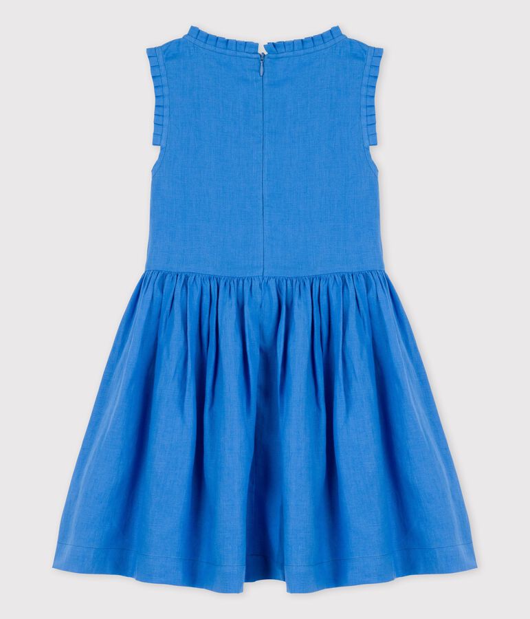 Vestido de lino sin mangas para ni&ntilde;a azul BRASIER