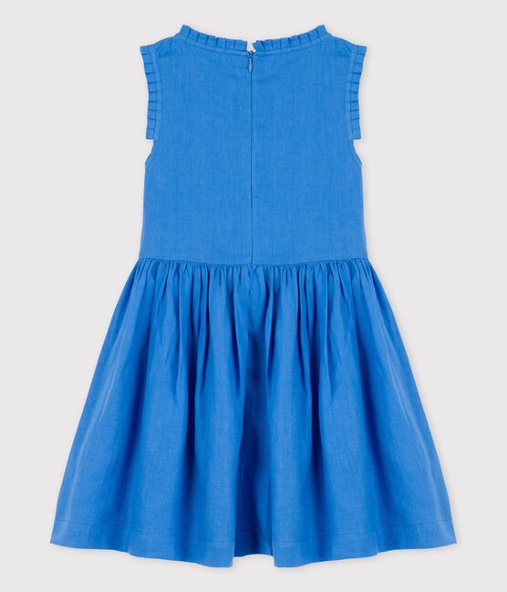 Vestido de lino sin mangas para niña azul BRASIER