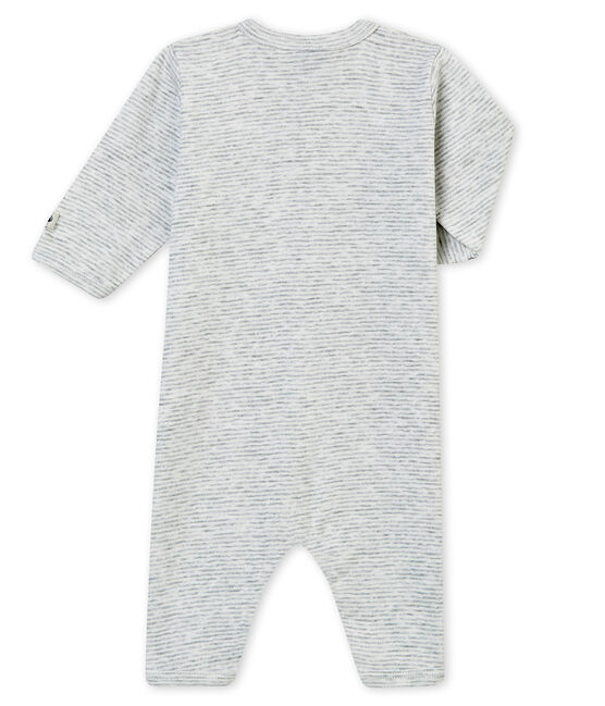 Pelele sin pies para bebé niño gris POUSSIERE/blanco MARSHMALLOW