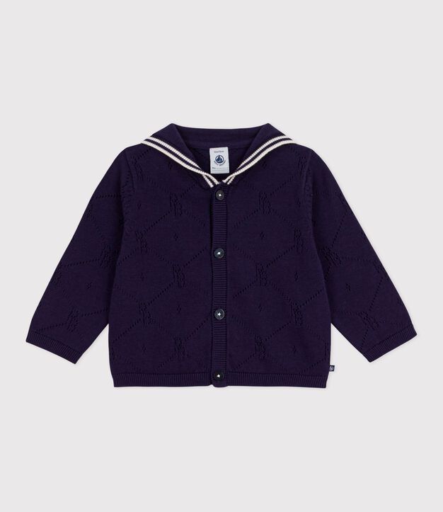 C&aacute;rdigan de algod&oacute;n calado con cuello marinero para beb&eacute; SOIR