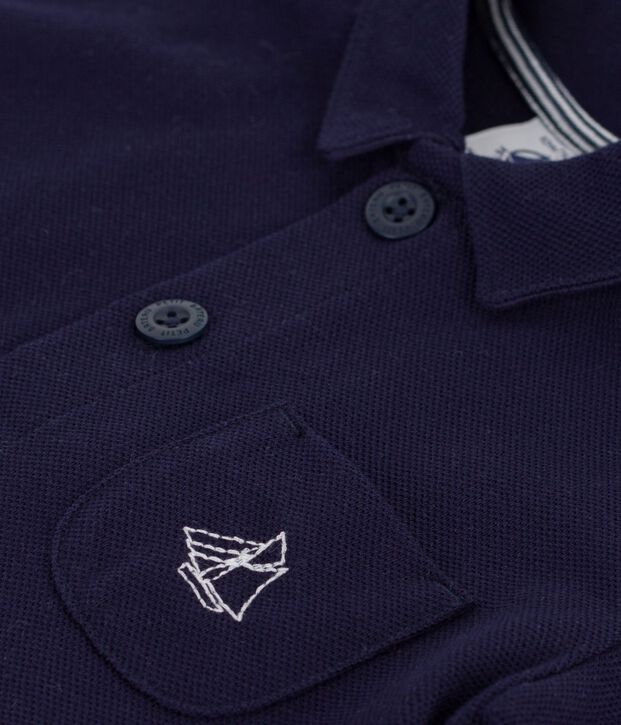 Pelele corto de algod&oacute;n liso con cuello de polo para beb&eacute; SOIR