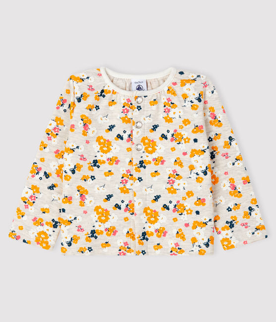 Cárdigan de tejido túbico para bebé niña beige MONTELIMAR/blanco MULTICO