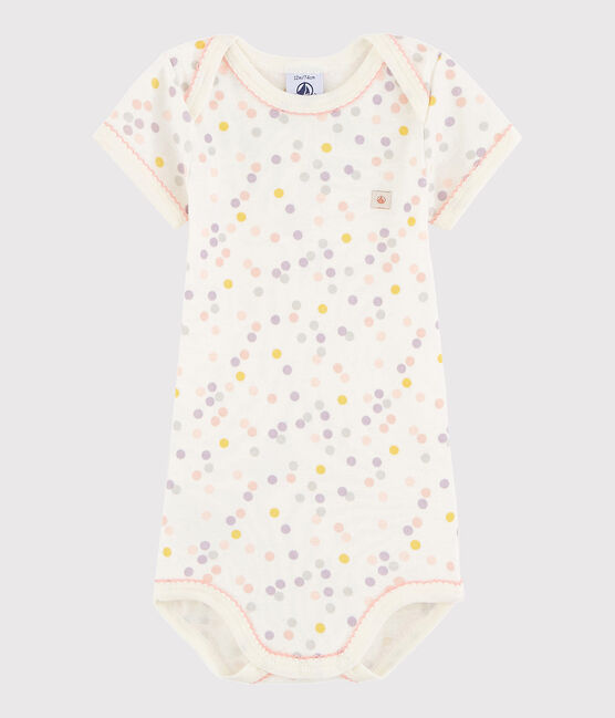 Bodi de manga corta de bebé niña rosa CHARME/blanco MARSHMALLOW