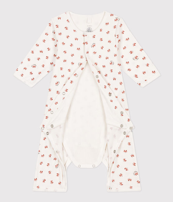 Bodyjama sin pies de algodón para bebé blanco MARSHMALLOW/blanco MULTICO