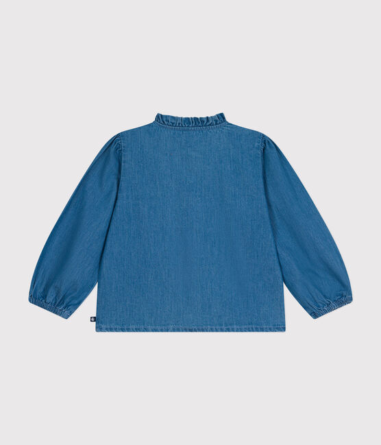 Blusa de manga larga de tejido vaquero para niña azul DENIM CLAIR