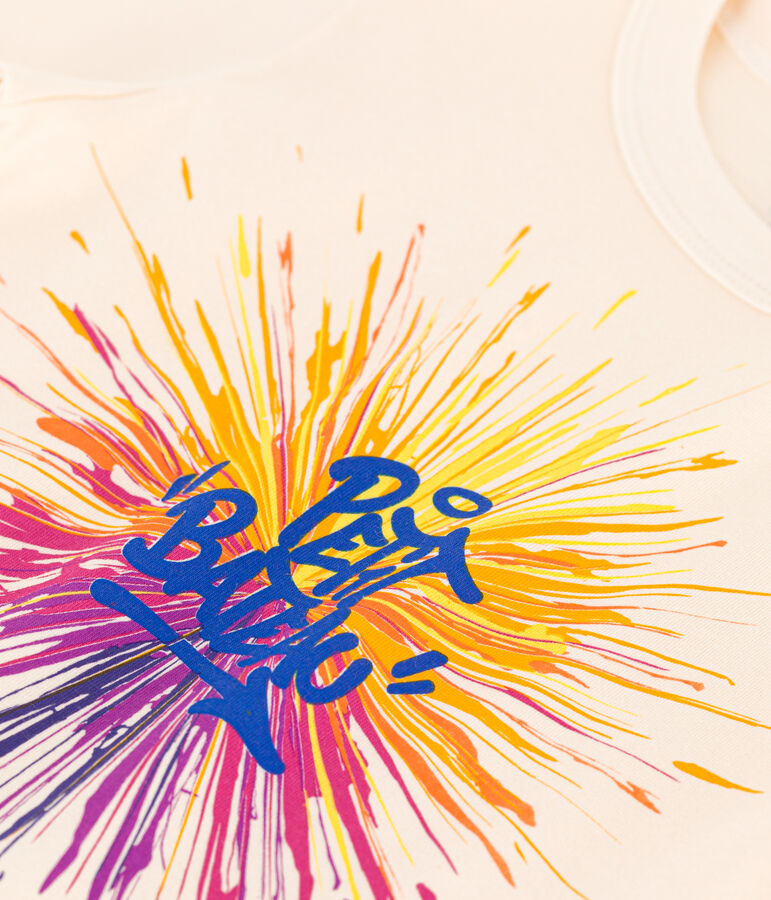 Camiseta de algod&oacute;n de manga corta para ni&ntilde;o crudo/multicolor