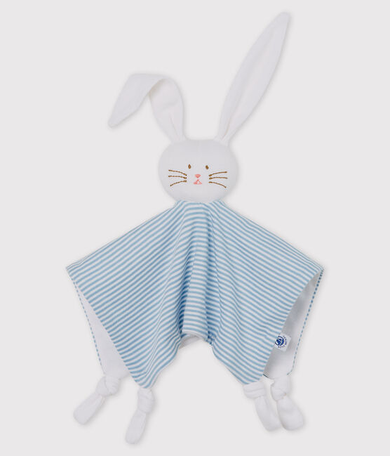 Peluche de punto, el emblemático tejido de Petit Bateau. azul ACIER/blanco MARSHMALLOW
