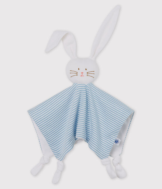 Peluche de conejo para bebé de algodón azul ACIER/blanco MARSHMALLOW