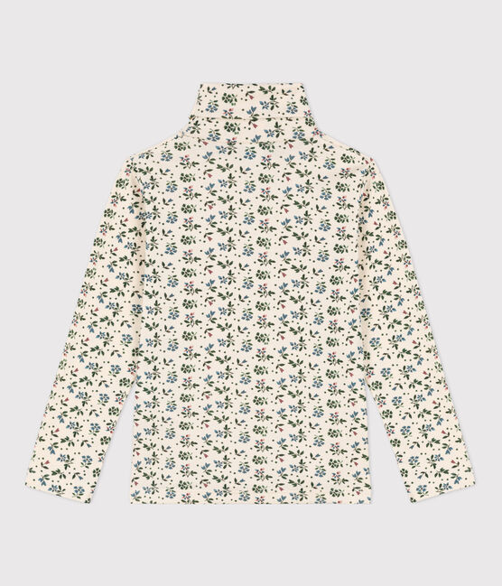 Camiseta de cuello alto de algodón con estampado de flores para niña blanco AVALANCHE+VALLEE/ MULTICO