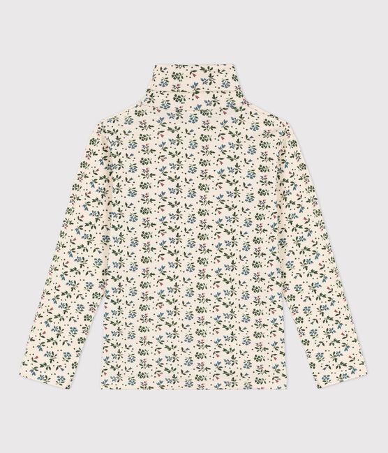 Camiseta de cuello alto de algodón con estampado de flores para niña blanco AVALANCHE+VALLEE/ MULTICO