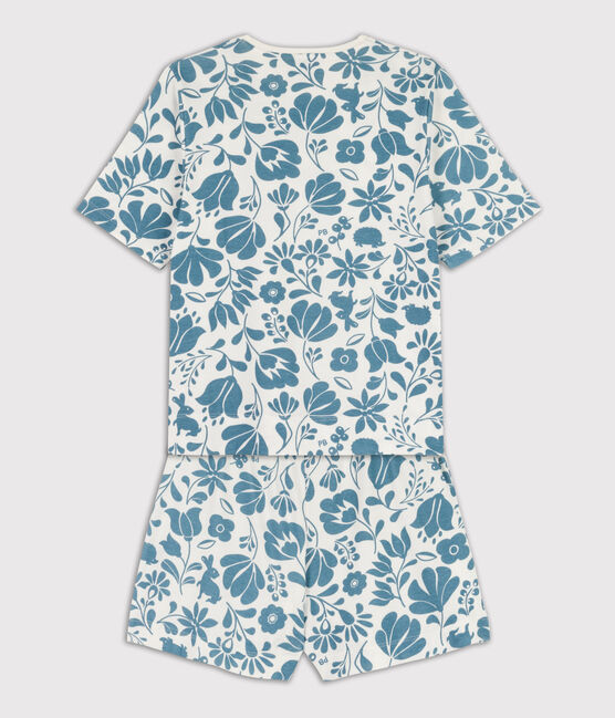 Pijama corto con flor de algodón de mujer blanco MARSHMALLOW/ ROVER