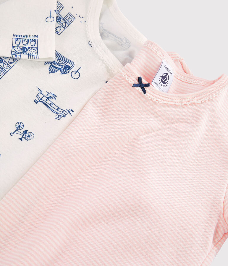 Juego de 2 camisetas de manga corta con estampado de Par&iacute;s de ni&ntilde;a peque&ntilde;a multicolor