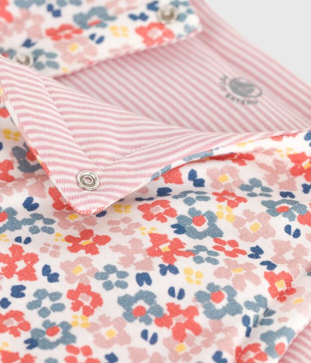 Chaleco reversible de algod&oacute;n estampado para beb&eacute; blanco/rosa