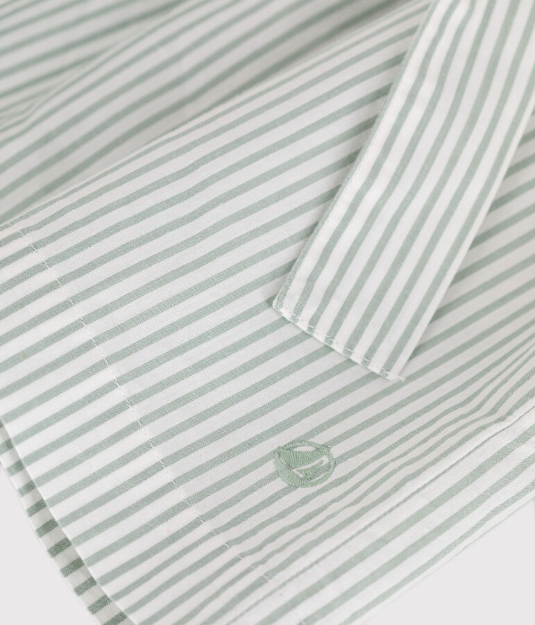 Falda infantil de algod&oacute;n a rayas verde/blanco