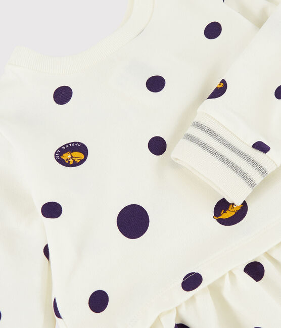 Vestido de manga larga para bebé niña blanco MARSHMALLOW/blanco MULTICO