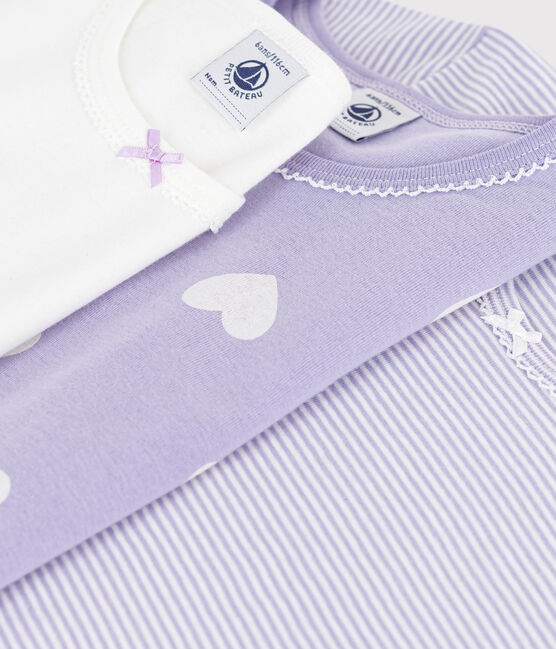 Juego de camisetas infantiles de algodón de manga corta con estampado de corazones variante 1