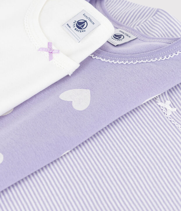 Juego de camisetas infantiles de algod&oacute;n de manga corta con estampado de corazones multicolor