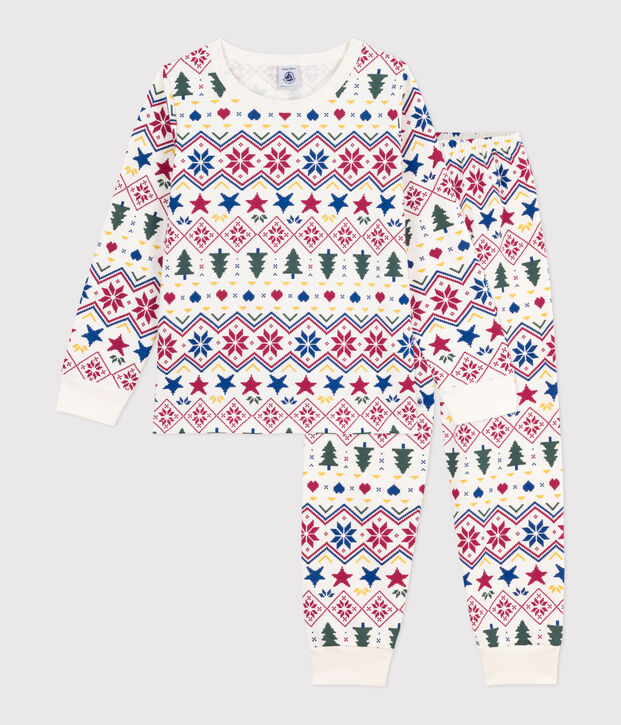 Pijama infantil de felpa con estampado de Navidad crudo/multicolor