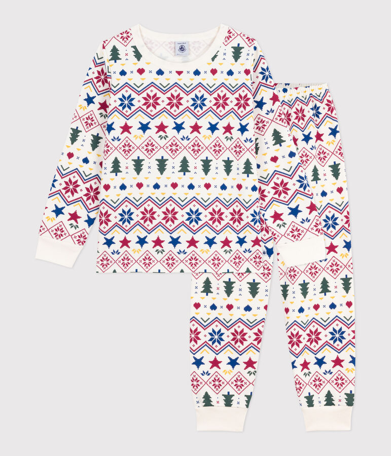 Pijama infantil de felpa con estampado de Navidad crudo/multicolor