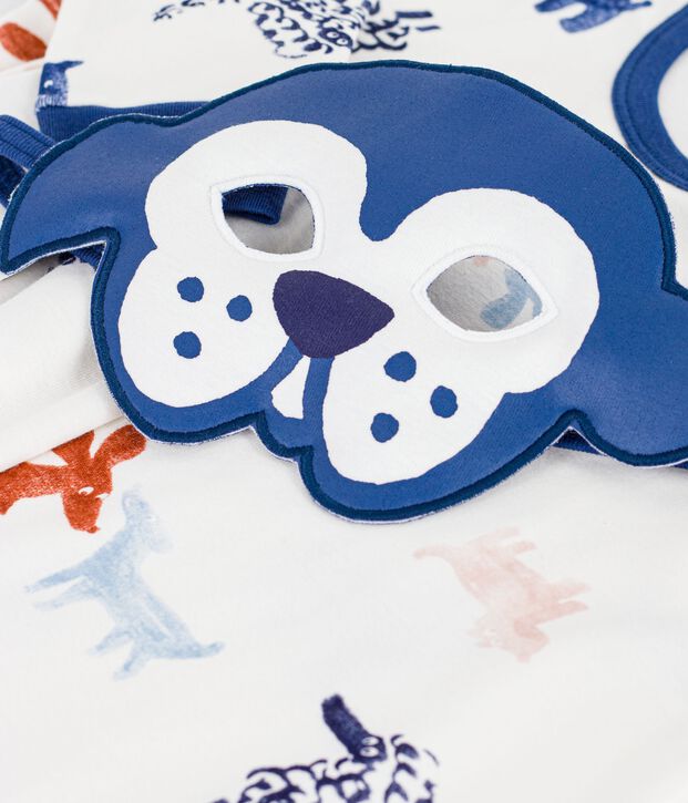 Pijama disfraz infantil de algod&oacute;n con estampado de perros blanco/multicolor