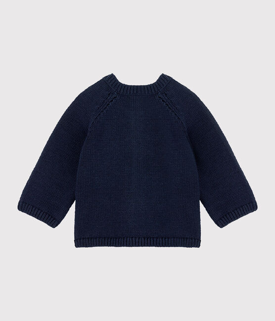 Cárdigan de punto de lana y algodón para bebé niña azul SMOKING/blanco MULTICO