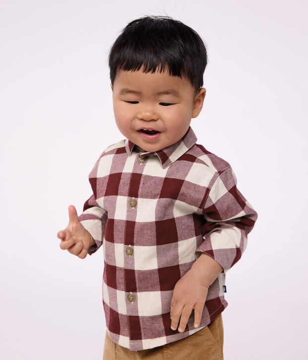 Camisa de franela a cuadros para beb&eacute; marron/beige