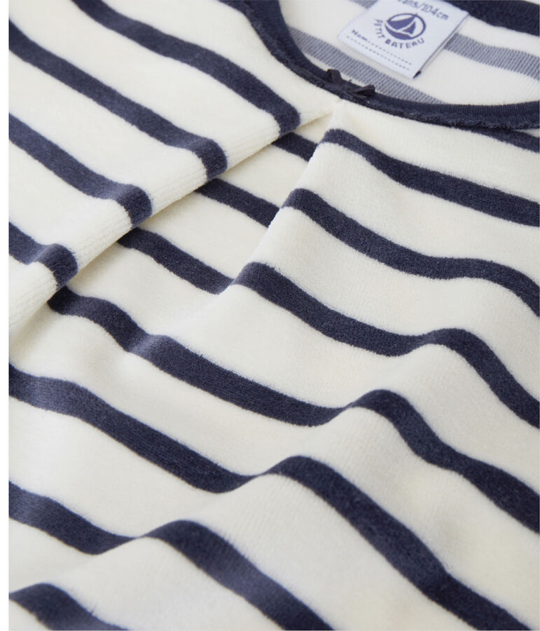 Chemise de nuit fille &agrave; bouclette velours blanco/azul