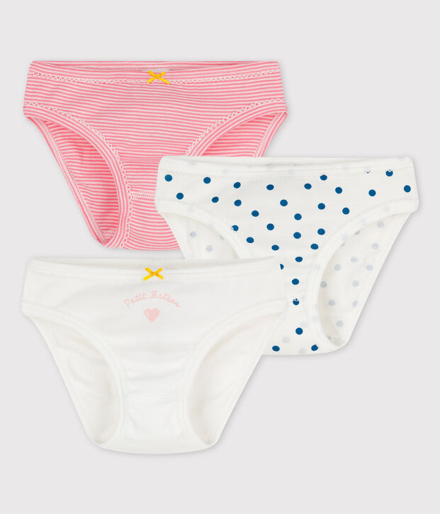 Juego de 3 braguitas con estampado de coraz&oacute;n de ni&ntilde;a de algod&oacute;n multicolor