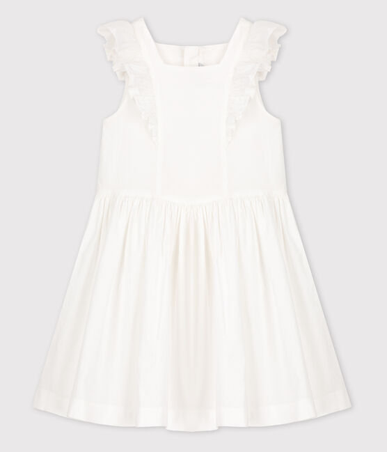 Vestido de celebración de popelina de niña blanco ECUME