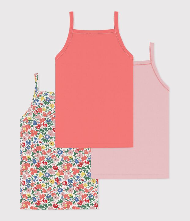 Juego de camisetas de tirantes infantiles de algod&oacute;n con flores multicolor