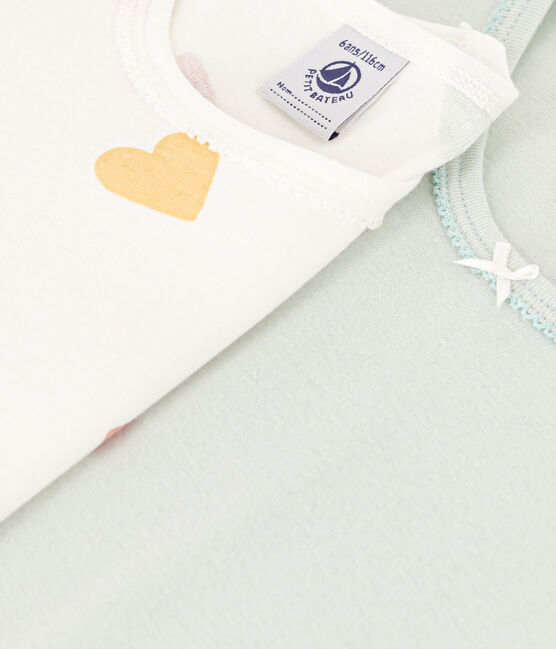 Juego de 2 camisetas de manga corta de algodón con corazón para niña variante 1