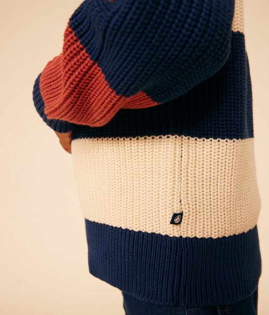 Jersey de algodón infantil a rayas blanco AVALANCHE/ MULTICO