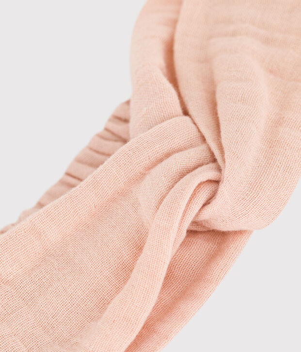 Diadema de gasa de algod&oacute;n rosa para beb&eacute; rosa