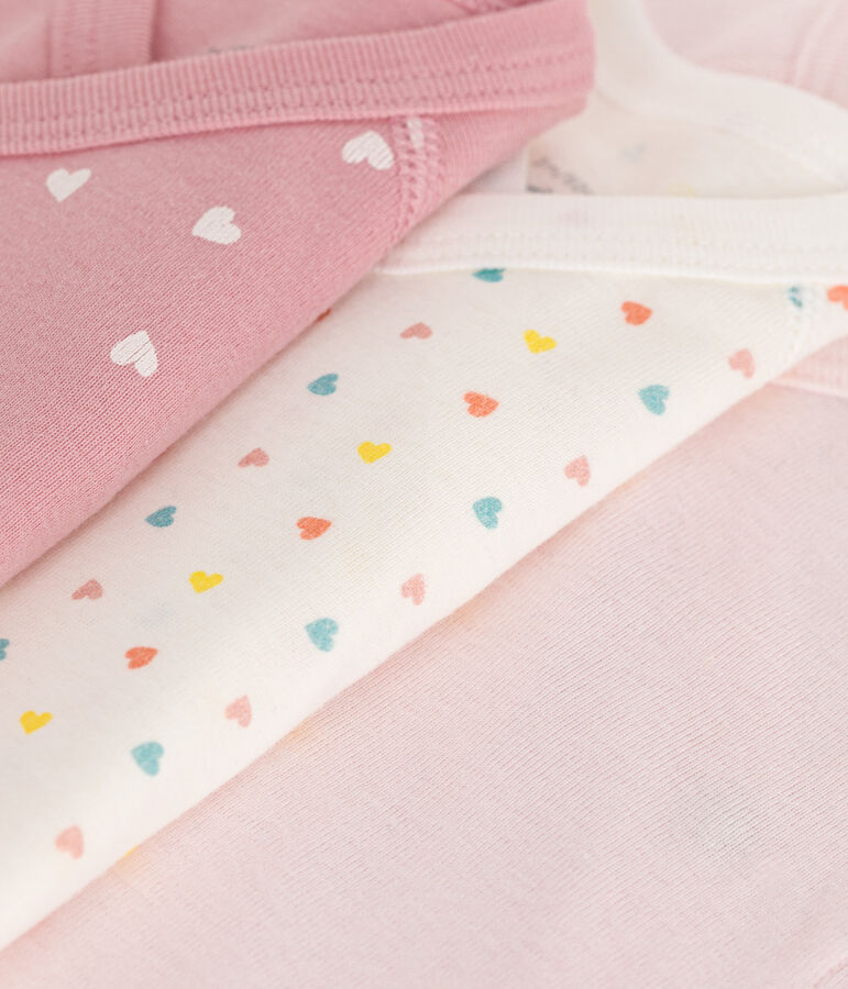 Juego de 3 bodis cruzados y estampados de manga larga de algod&oacute;n para beb&eacute; multicolor