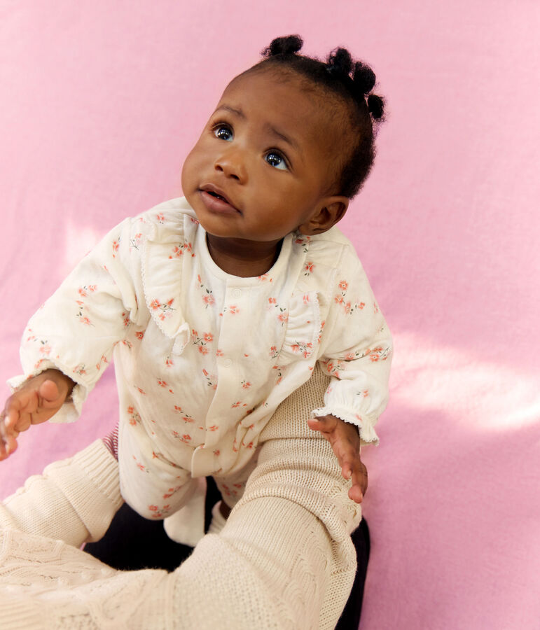 Pelele de algod&oacute;n con volantes y estampado de flores para beb&eacute; crudo/multicolor