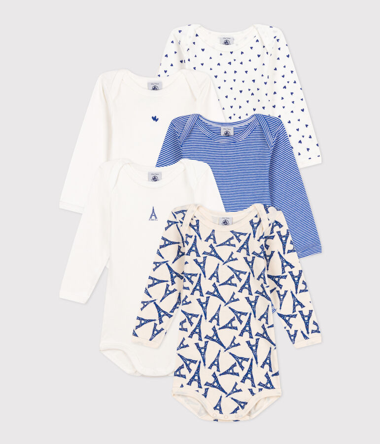 Juego de 5 bodis de algod&oacute;n de manga larga con motivo de Par&iacute;s para beb&eacute; multicolor