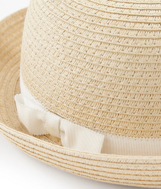 Sombrero de paja niña rosa NATUREL
